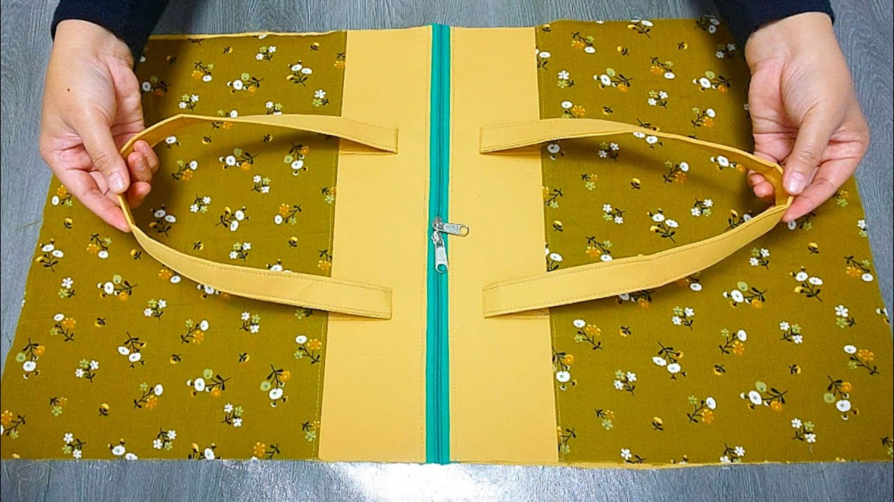 DIY zippered Tote bag❤️How to make cloth bags at home🌸Handbag easy sewing tutorial✅For beginners
