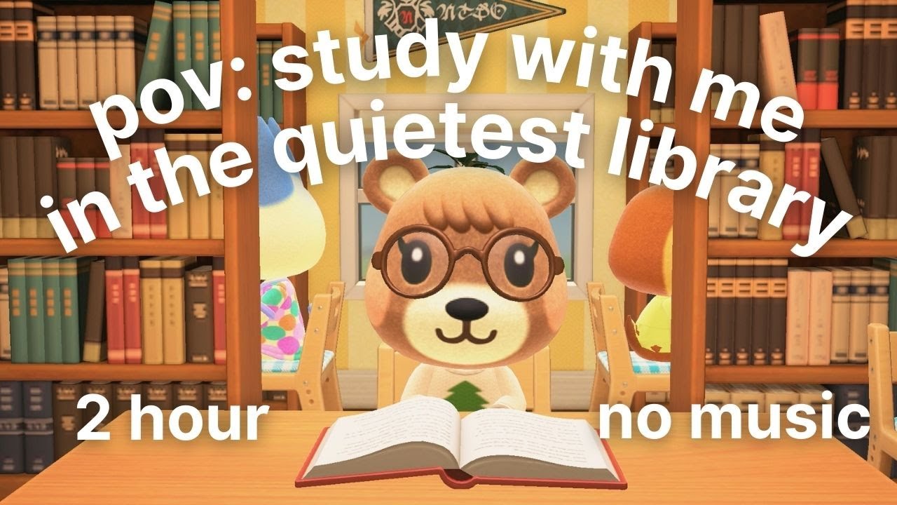 🍎✏️ pov: study with me in the quietest library 📖 | animal crossing ambience | no music | 2 hour