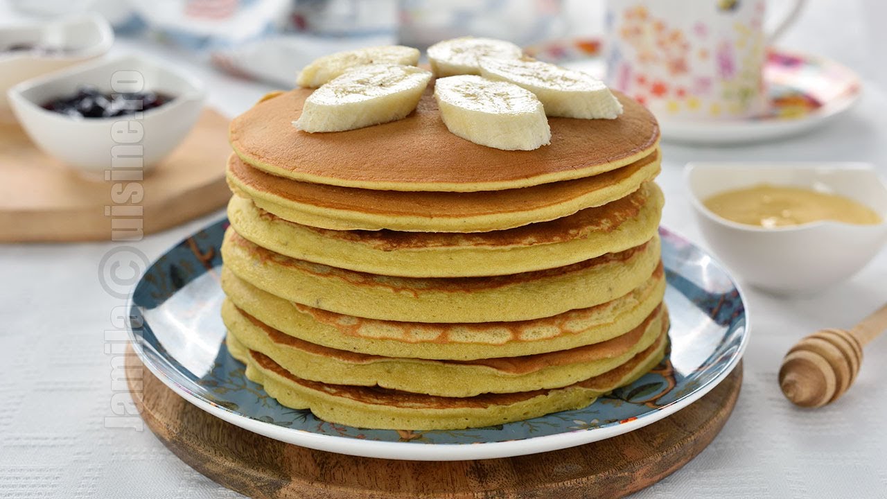 Clatite americane cu banane fara zahar 🥞🍌/ Pancakes cu banane | JamilaCuisine