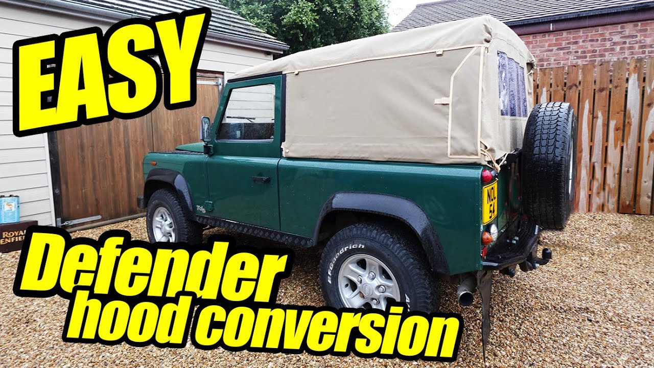 Преобразите свой Defender 90 с помощью брезентового капюшона и прочной рамы.