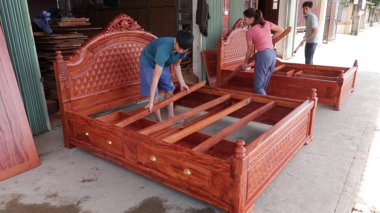 HƯỚNG DẪN LẮP RÁP GIƯỜNG NGỦ CÓ NGĂN KÉO - MẪU VÒM TRÁM MAI GỖ HƯƠNG ĐÁ - ĐỒ GỖ SƠN THỊNH