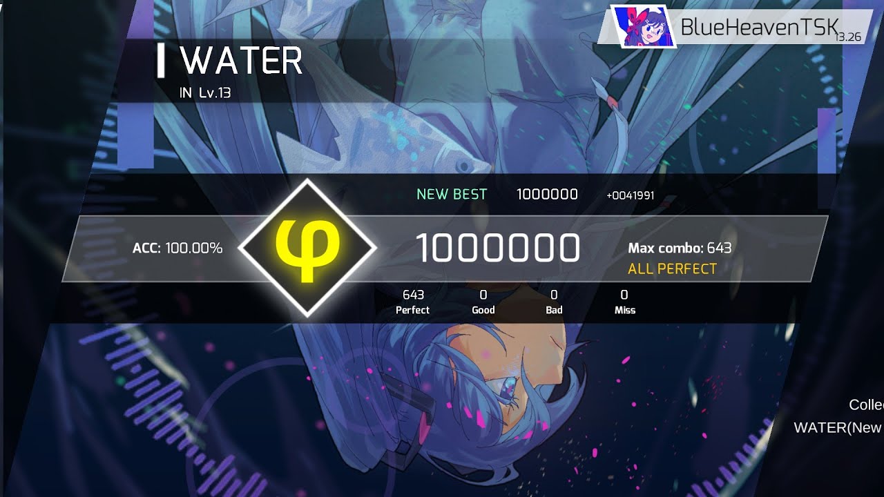[Phigros v1.6!!] WATER (IN Lv.13) All Perfect!!!