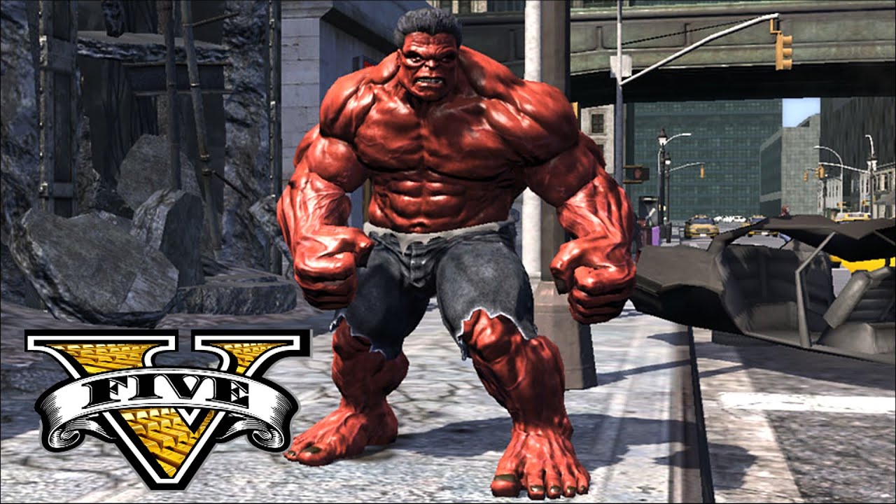 GTA 5 Mods Red Hulk vs Tanks vs Train vs POLICE and Military