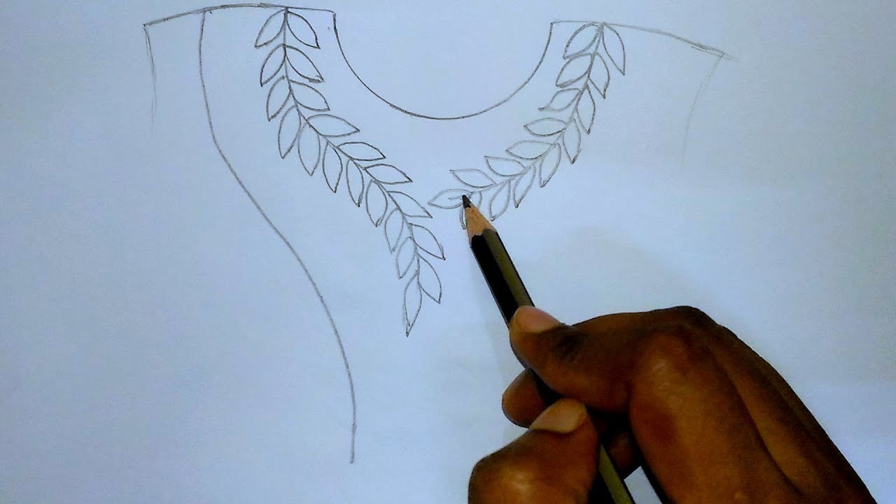 Hand drawing neck design for girls dress/kurti,Pencil drawing neck design for embroidery,Embroidery