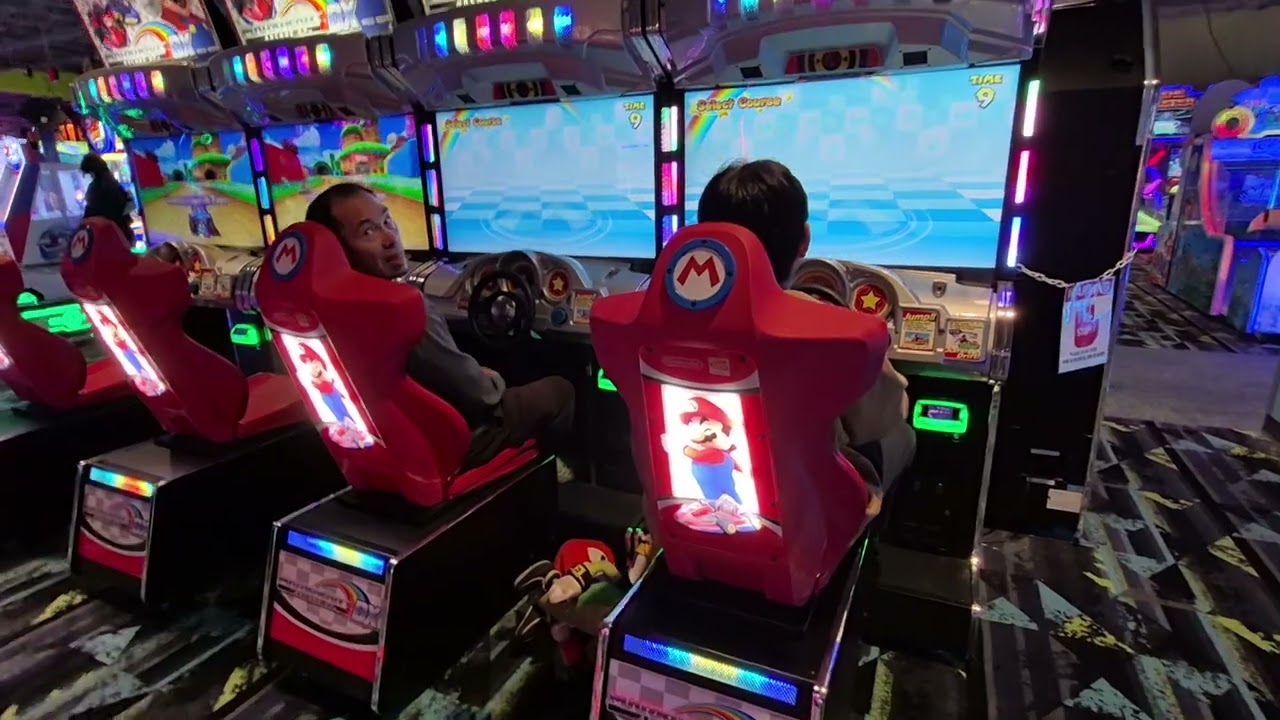 Nahvee and Dad wants to play to games of Mario Kart Arcade GP DX from Round 1