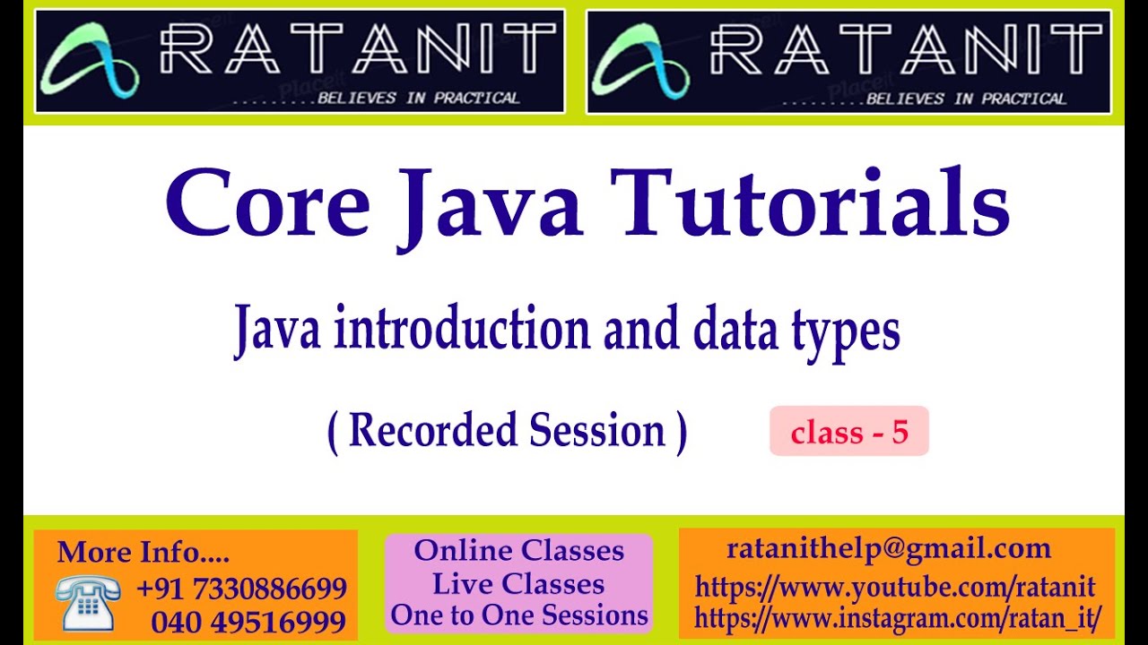 core java tutorials ||java introduction and data types|| by Mr.RATAN|| CLASS-5