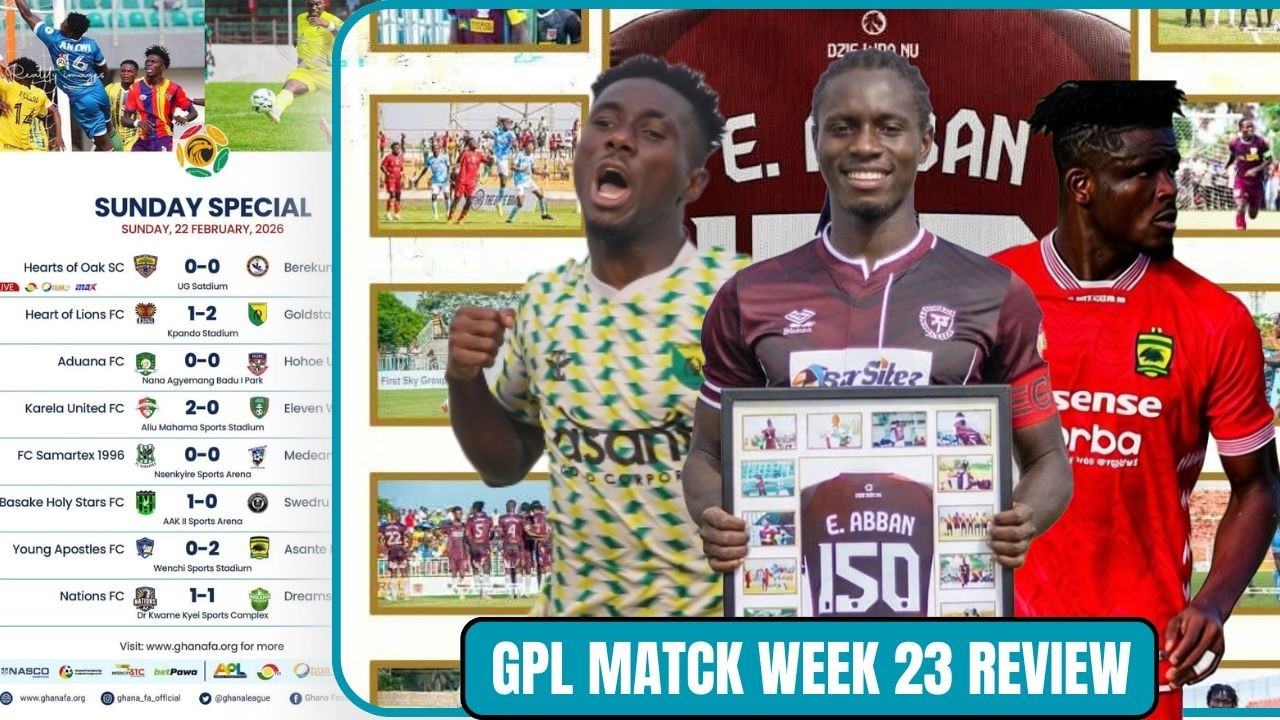Kotoko Back to Winning Ways, Hearts  Held to a Draw  Table, Top Scorers. Review of GPL Match Week 23