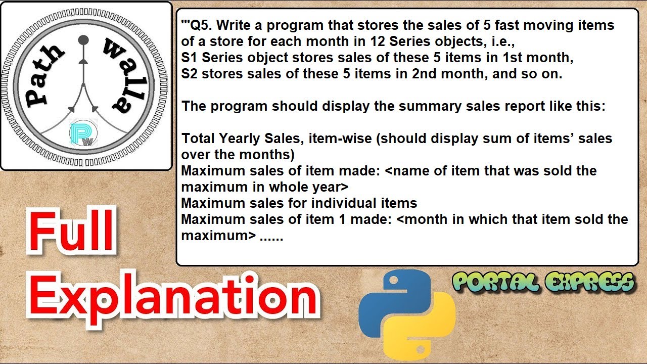 Write a program that stores the sales of 5 fast moving items of a store for each month … PART 1