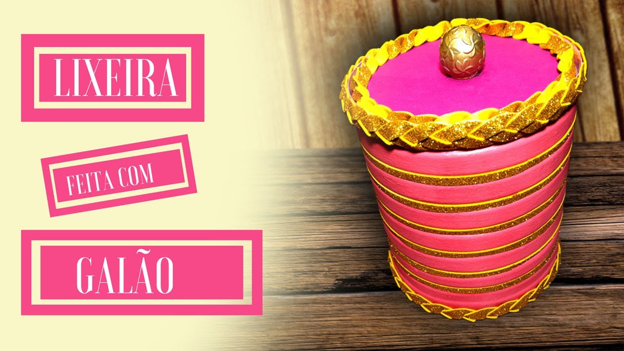 DIY- LIXEIRA FÁCIL FEITA COM GALÃO DE ÁGUA DE 5L