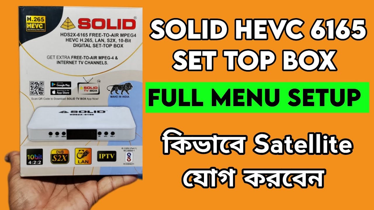 solid 6165 HEVC set top box full setting | dd free dish set top box
