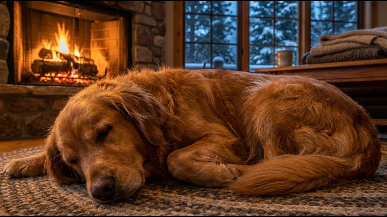 Sleepy Dog by the Fire: 6 Hours of Relaxing Fireplace Sounds for Sleep