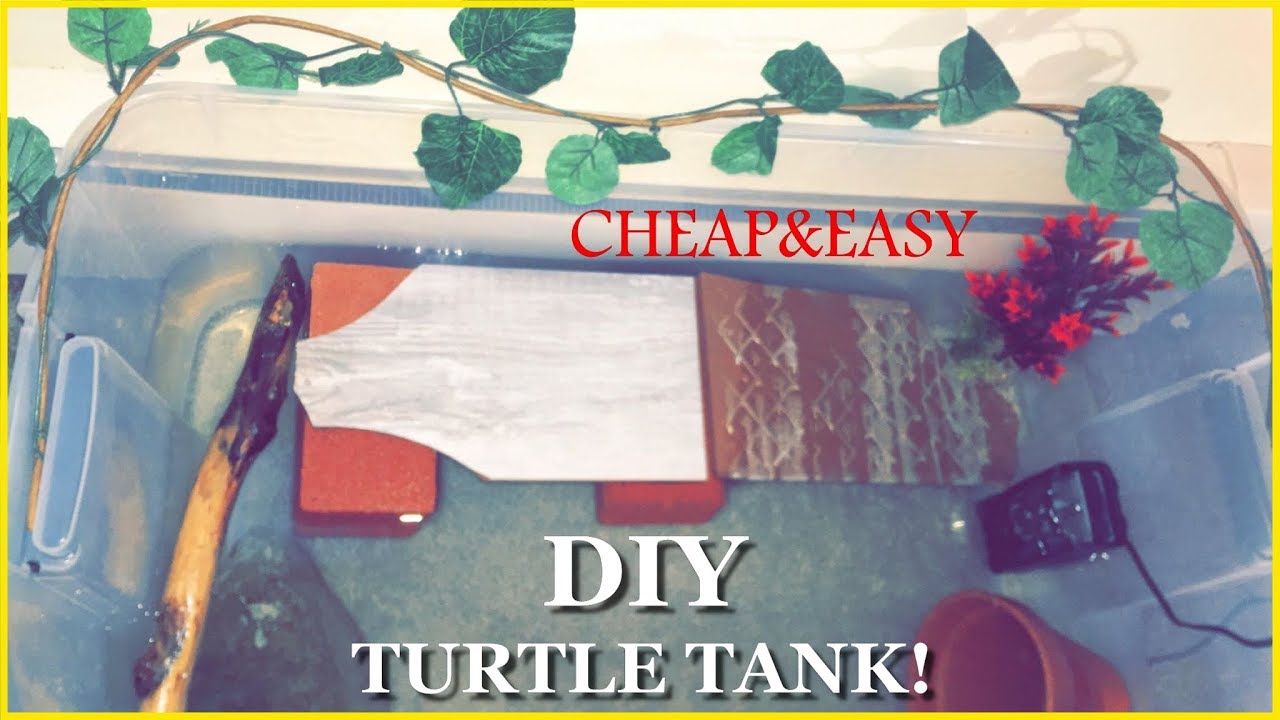 HOMEMADE TURTLE AQUARIUM! DIY PLASTIC BIN TURTLE SETUP
