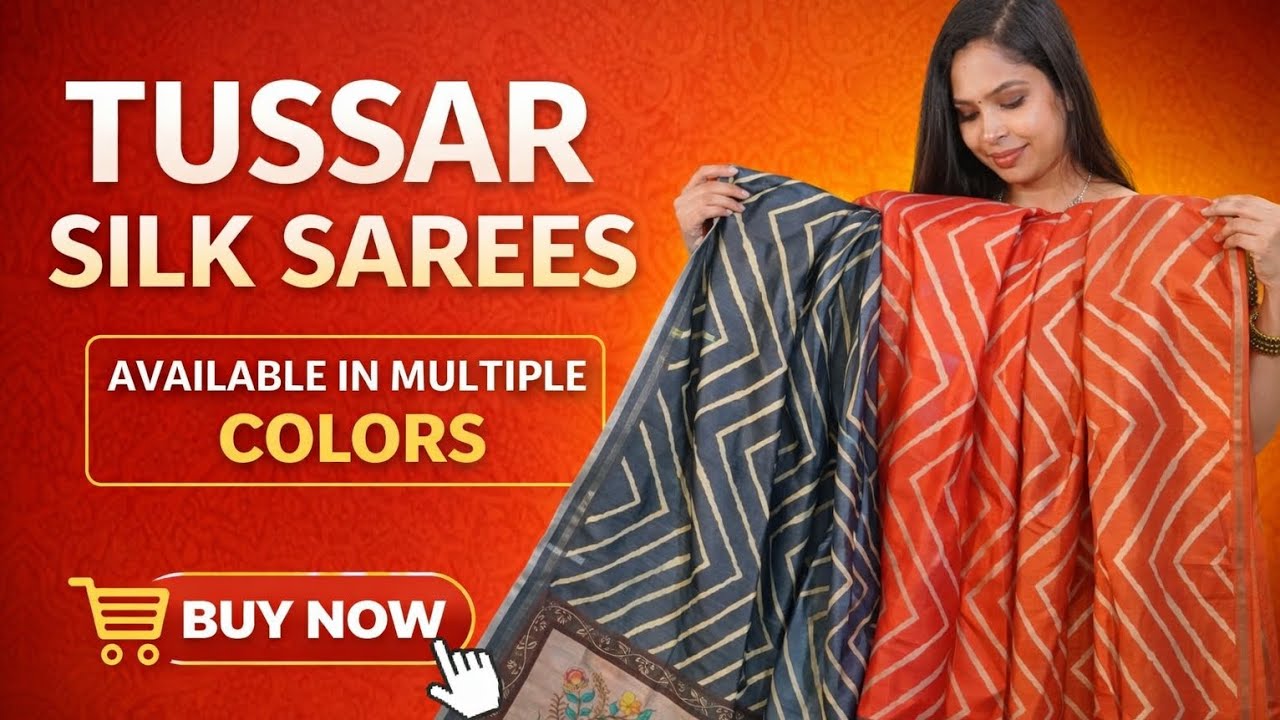 Fancy tussar silk Saree in various trendy shades at Kumkumaa.in 6380670766