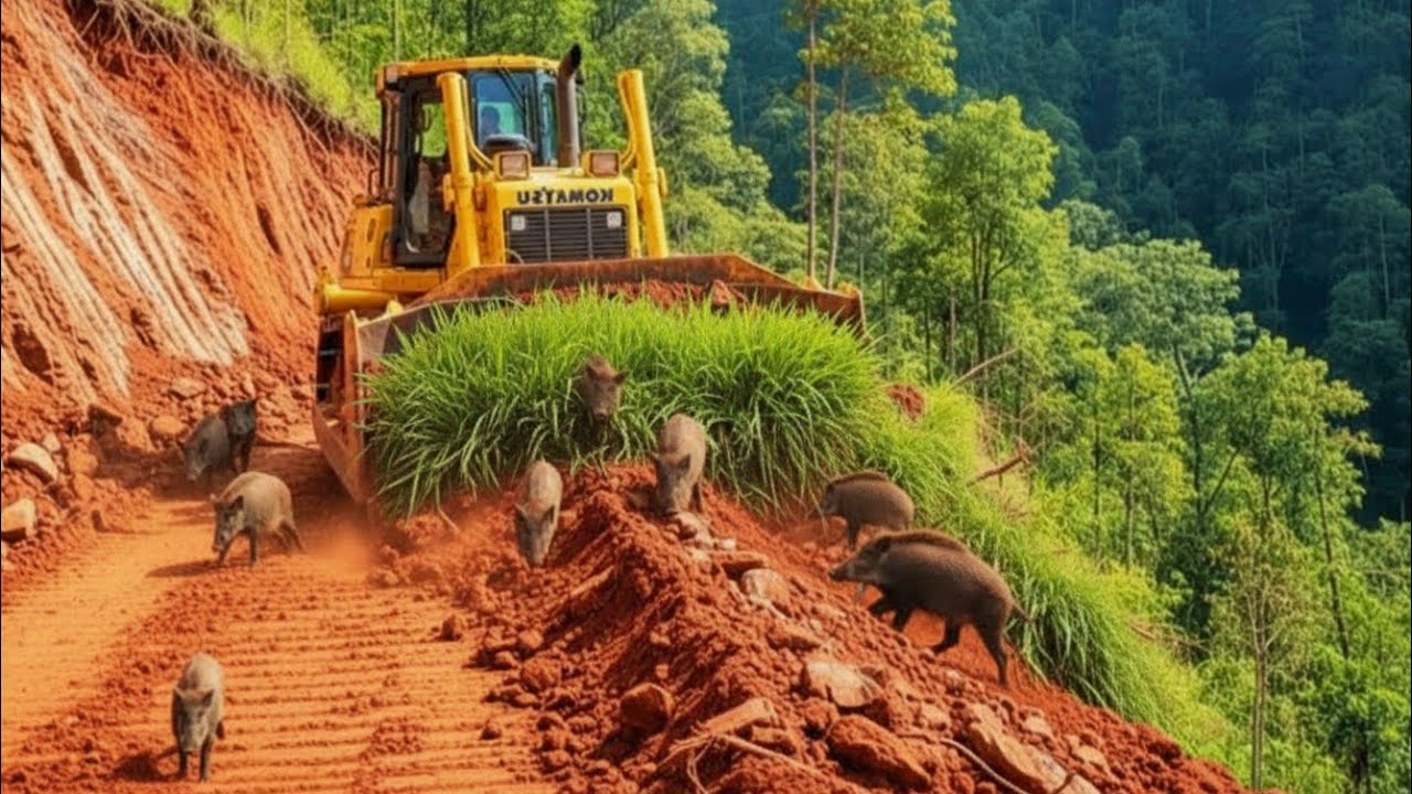 Wow...Powerful Bulldozer Clearing Farmland on Mountain Forest to Build a Road