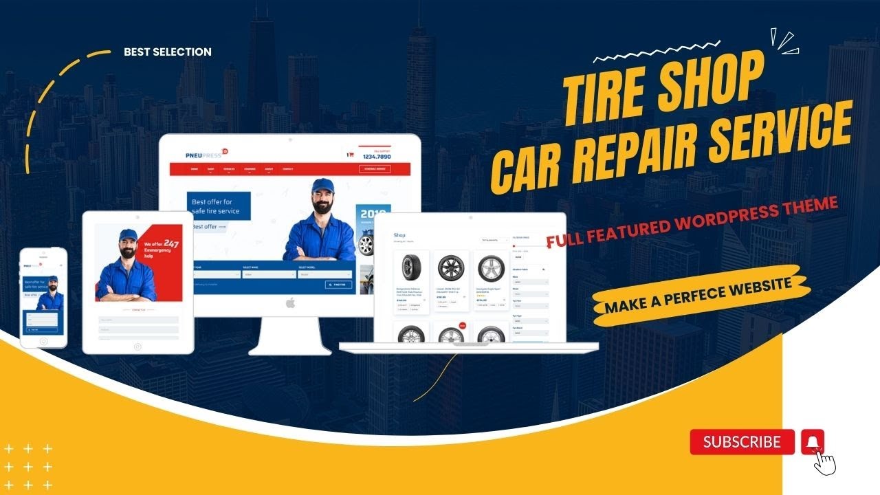Tire Shop and Car Repair Services Website | Mechanic Workshops, Auto Centre Theme | PneuPress Theme
