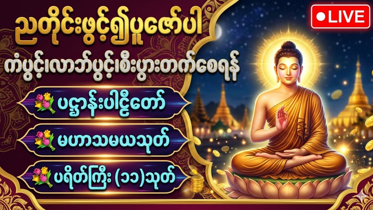 ☘️🌍ညစဥ်ဖွင့်ထား၍ အိပ်စက်အနားယူပါ ပဋ္ဌာန်း နှင့် မေတ္တာပို့ - ဘေးအန္တရာယ်ကင်းစေသောတ‌ရားတော်များ🙏🙏🙏