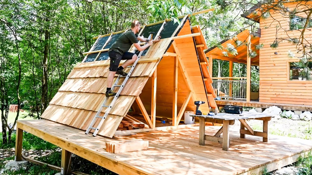 FULL BUILD: A - Frame Cabin to enjoy the relaxing sleep!