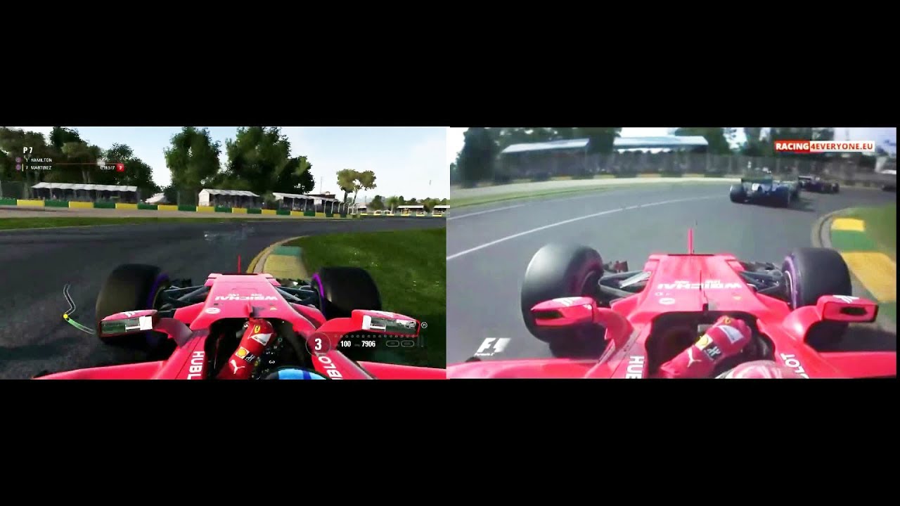 F1 2017 game vs REALITY -  Ferrari SF70H onboard on Melbourne