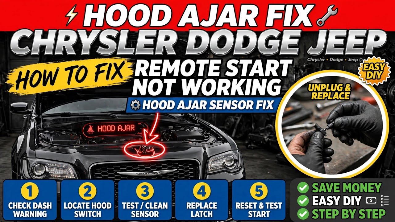 У автомобиля Chrysler Dodge Jeep 300 приоткрыт капот, не работает дистанционный запуск двигателя....