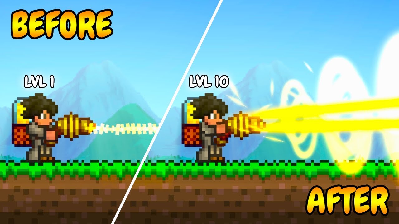 Terraria, But Damaging Enemies UPGRADE My Reworked Laser Weapons...
