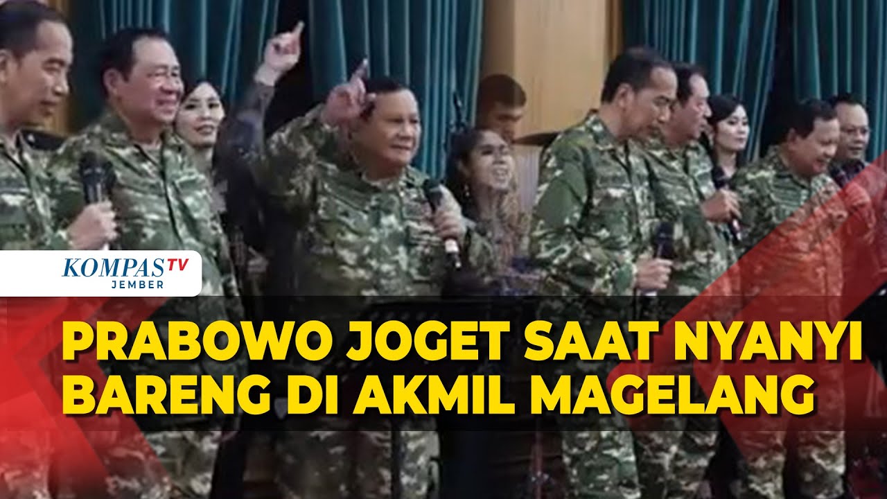 Berkostum Loreng, Prabowo Joget saat Nyanyi Bareng di Akmil Magelang