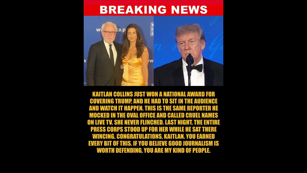 BREAKING: Kaitlan Collins wins award for her Trump coverage as he grimaces from his seat.