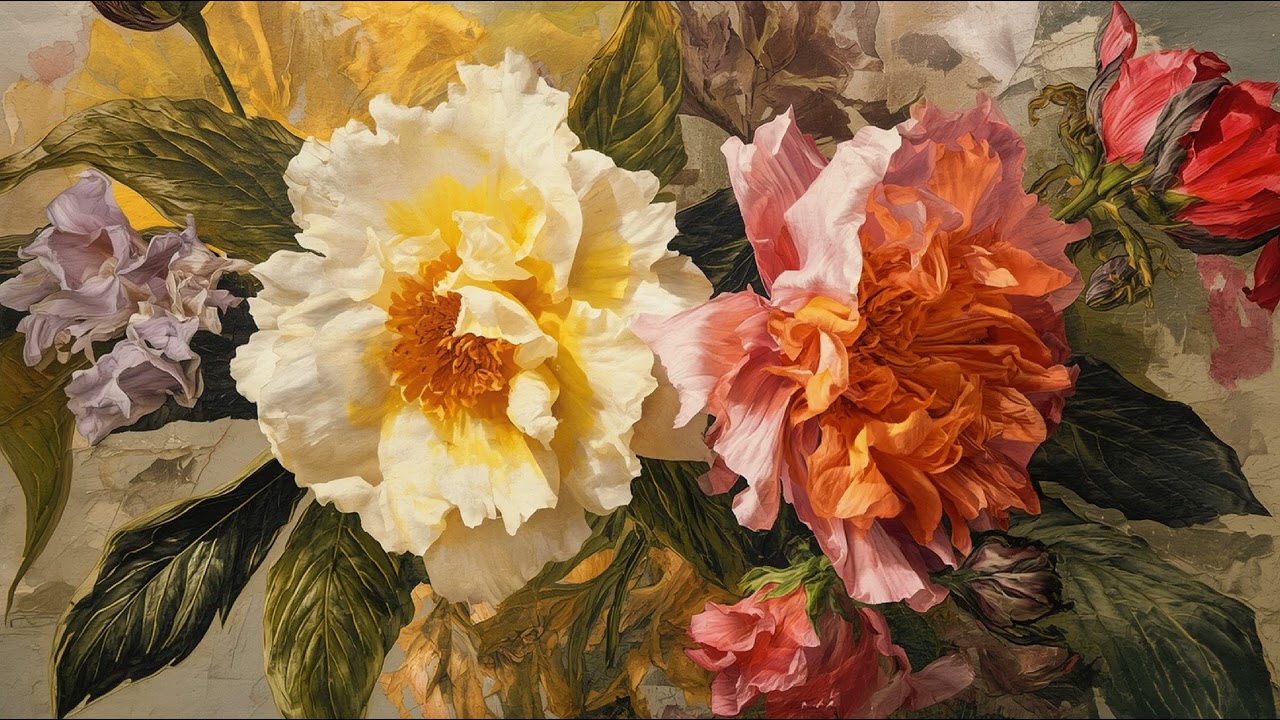 4K Frame Art Tv Screensaver | Vintage Floral Art | Samsung Frame Tv | Wallpaper Background | 4Hrs