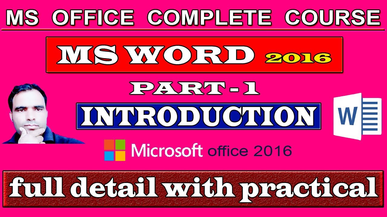 Introduction to MS Word 2016 Tutorial in Hindi / Urdu Part 1 |  microsoft Word 2016 Basics