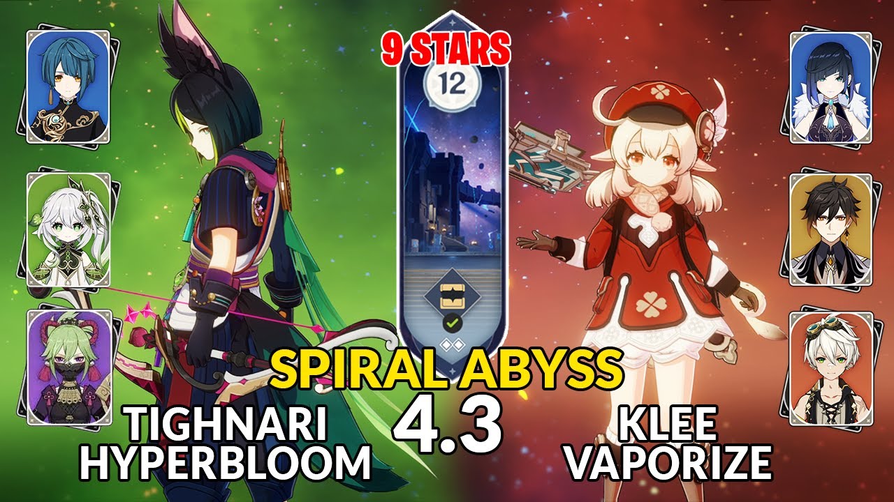 New 4.3 Spiral Abyss│Tighnari Hyperbloom & Klee Vaporize | Floor 12 - 9 Stars | Genshin Impact