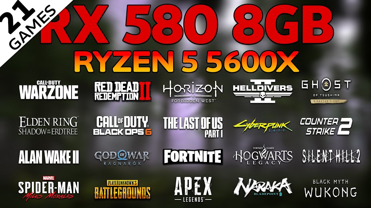 RX 580 8GB + Ryzen 5 5600X : 21-Game Benchmark Test (2025)