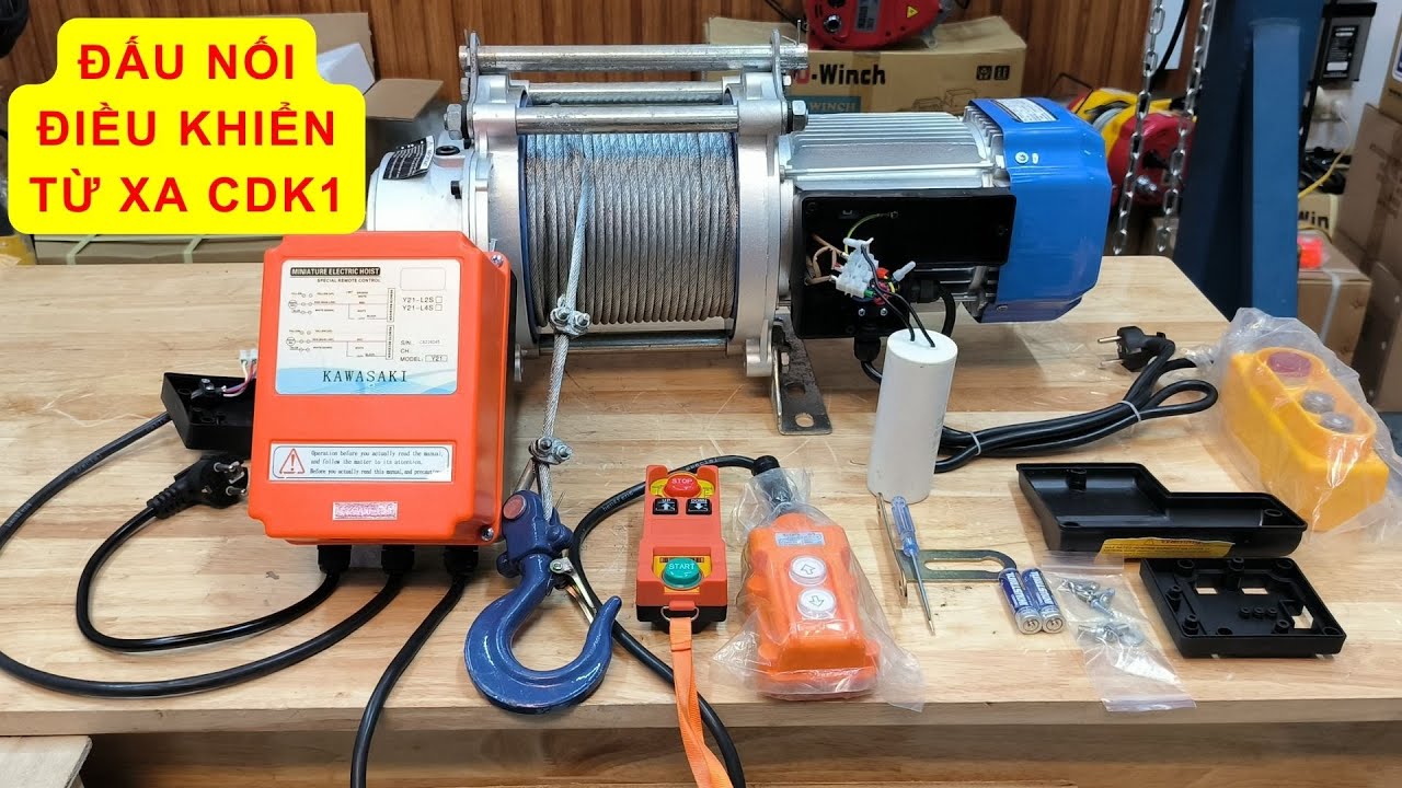Đấu điện máy tời CDK1 Kawasaki với bộ điều khiển từ xa Kawasaki đơn giản, dễ dàng nhất