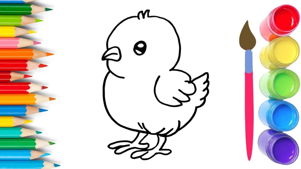 How To Draw cute Baby Chicken Drawing, Painting & Coloring For Kids and Toddlers_🌈🎨