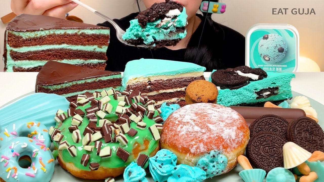 [디저트ASMR] 민초 디저트 먹방🍃 치약 먹은 날이었다… | Mint Choco Dessert Mukbang