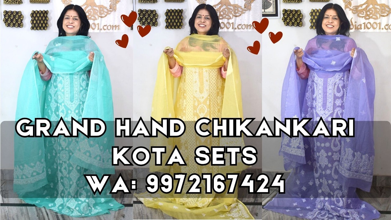 6Mar Wow , 😲 Grand HAND CHIKANKARI kota sets. WA 9972167424 . India1001