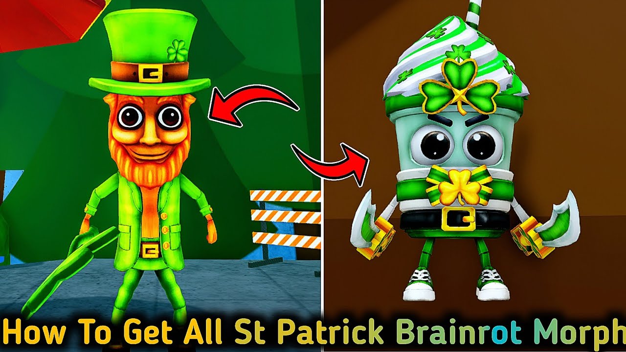 Roblox MORPH WORLD - All 7 Event Chest Location and ALL Secret ST PATRICK Brainrot Morphs 