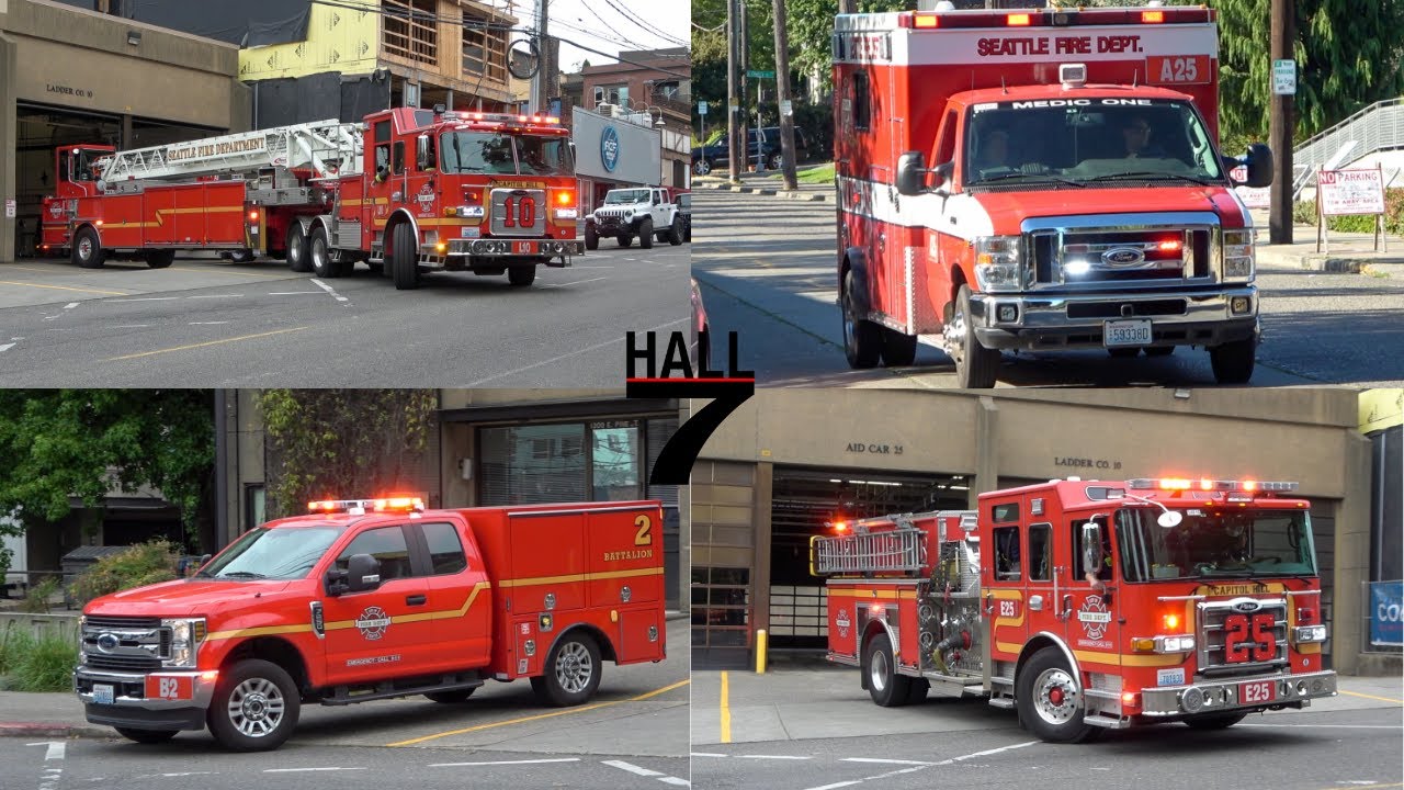 Seattle Fire Department - Station 25 Units + FireBoat 1 Responding!