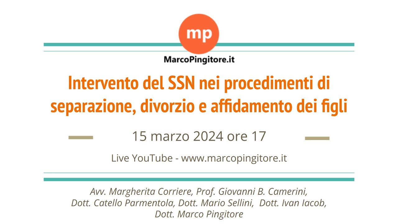 L'intervento del Servizio Sanitario nei casi di separazione, divorzio e affidamento dei figli