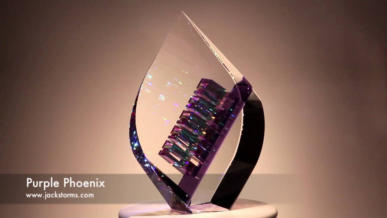 Large Purple Phoenix - Glass Sculpture by Jack Storms
