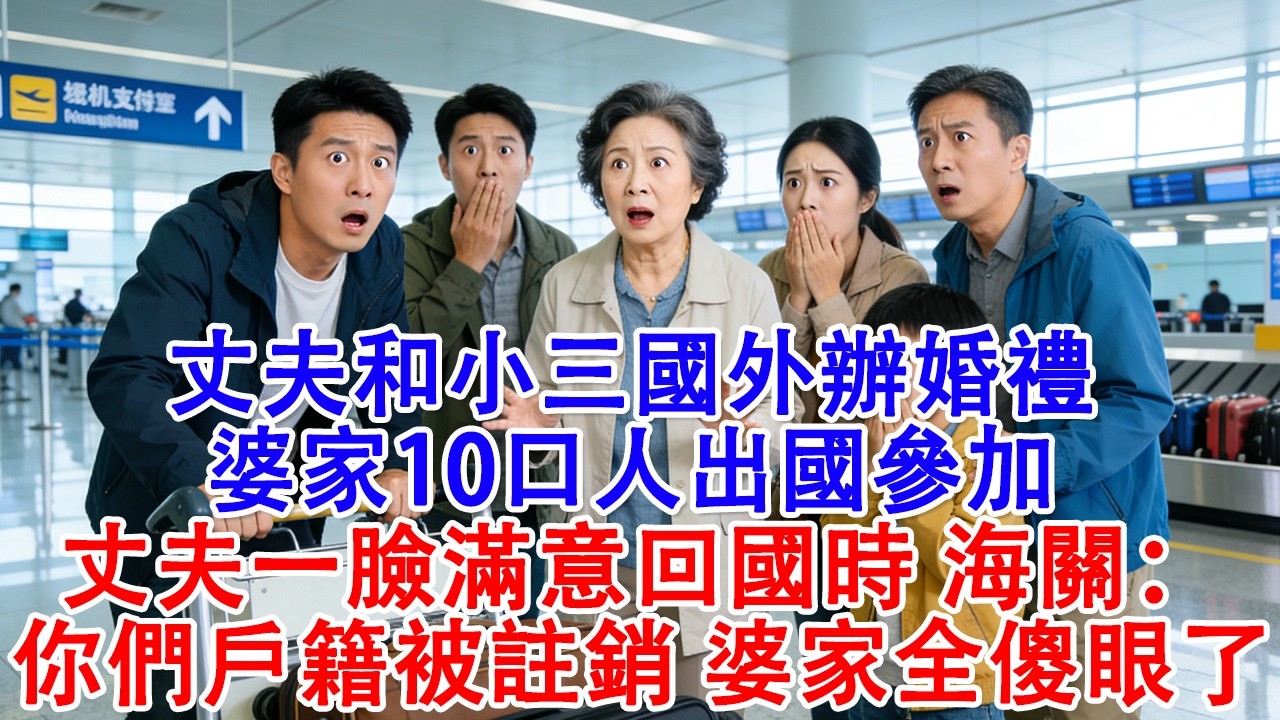 【完結爽文】丈夫和小三國外辦婚禮，婆家10口人出國參加，丈夫一臉滿意回國時，海關：你們戶籍被註銷。被驅逐的婆家全傻眼了#婆媳 #情感故事 #為人處世 #故事 #家庭倫理 #老年生活 #健康 #完结文