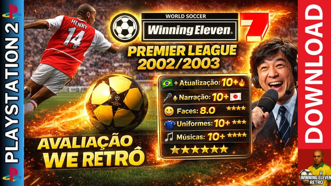 Winning Eleven 7 Premier League 2002/2003 PS2 🔥 Narração John Kabira | Times Oficiais