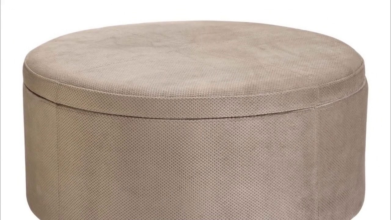 Round Leather Storage Ottoman Coffee Table