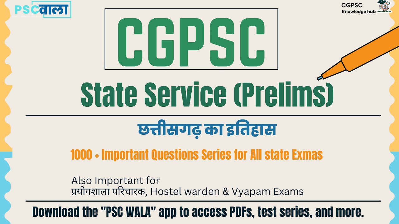 Test series for cgpsc pre ! Chhattisgarh History - Most Important Questions for CGPSC Prelims