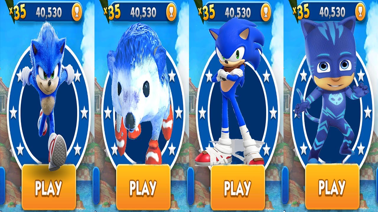 Sonic Dash - Movie Sonic vs Real Life Hedgehog Tag With Ryan Pj masks v Sonic Boom in Subway Surfers