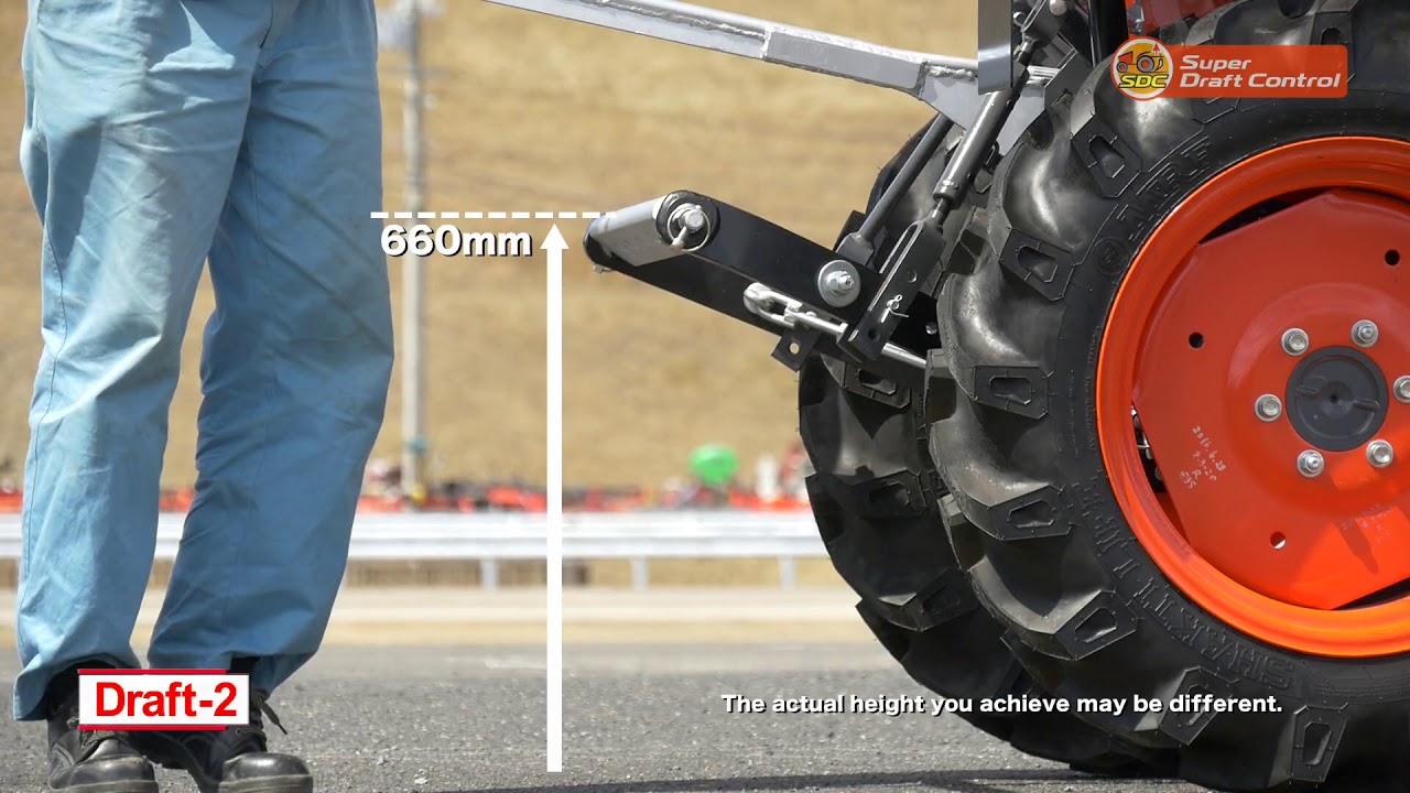 Kubota NeoStar -Adjusting the draft control lever in Draft 2