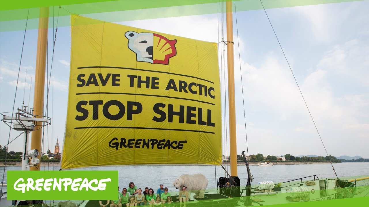 Greenpeace-Activists protest against Shells Artic Icebreaker Nordica