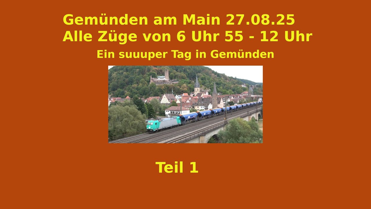 Zug Doku vom 27.8.25 in Gemünden am Main. Viele tolle Züge!