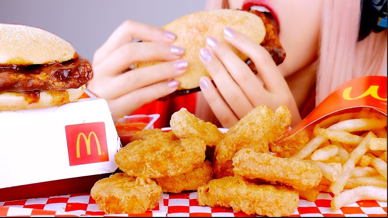 ASMR McDonalds McRib Nuggets Fries *No Talking*