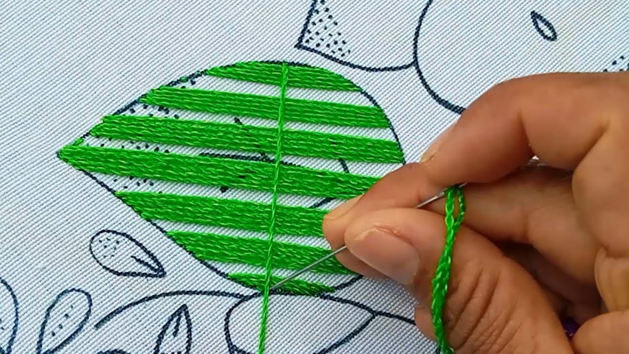Cómo bordar una hoja#90con bellísima puntada ideal para cualquier diseño 