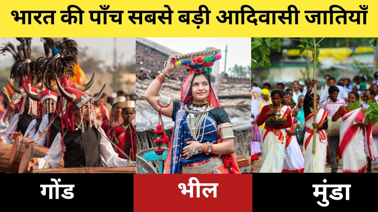 भारत की पाँच सबसे बड़ी आदिवासी जातियाँ।। Top 5 Indian tribe।। आदिवासी। भील ।। गोंड।। संथाल।। उरांव