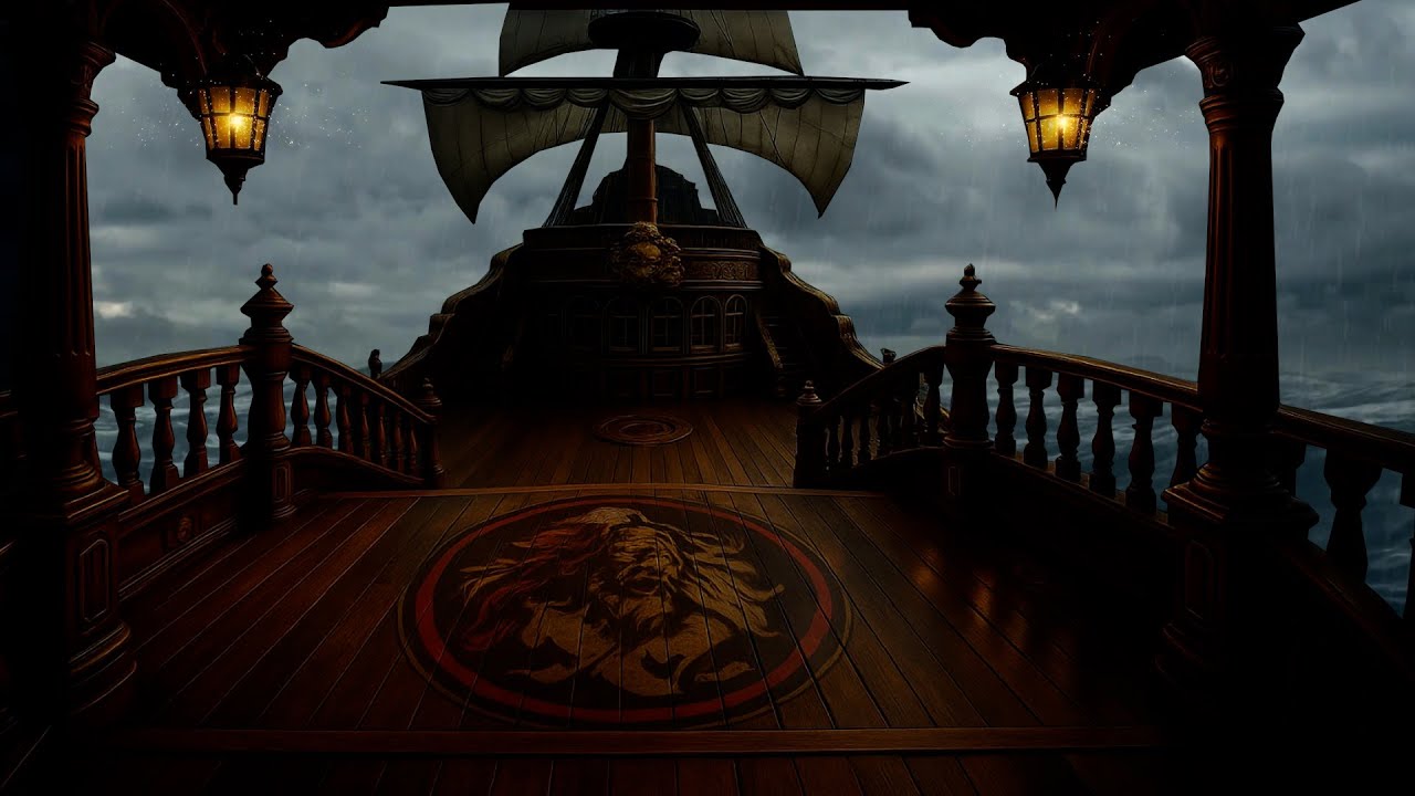 Storm at Sea Ambience | Rain, Thunder & Wooden Ship Deck Sounds (ASMR, 5 Hours)